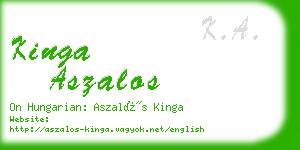 kinga aszalos business card